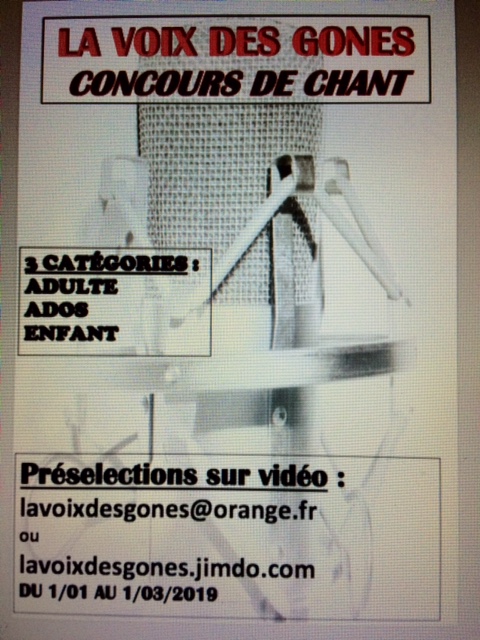 Concours De Chant LA VOIX DES GONES Concours De Chant LA VOIX DES GONES