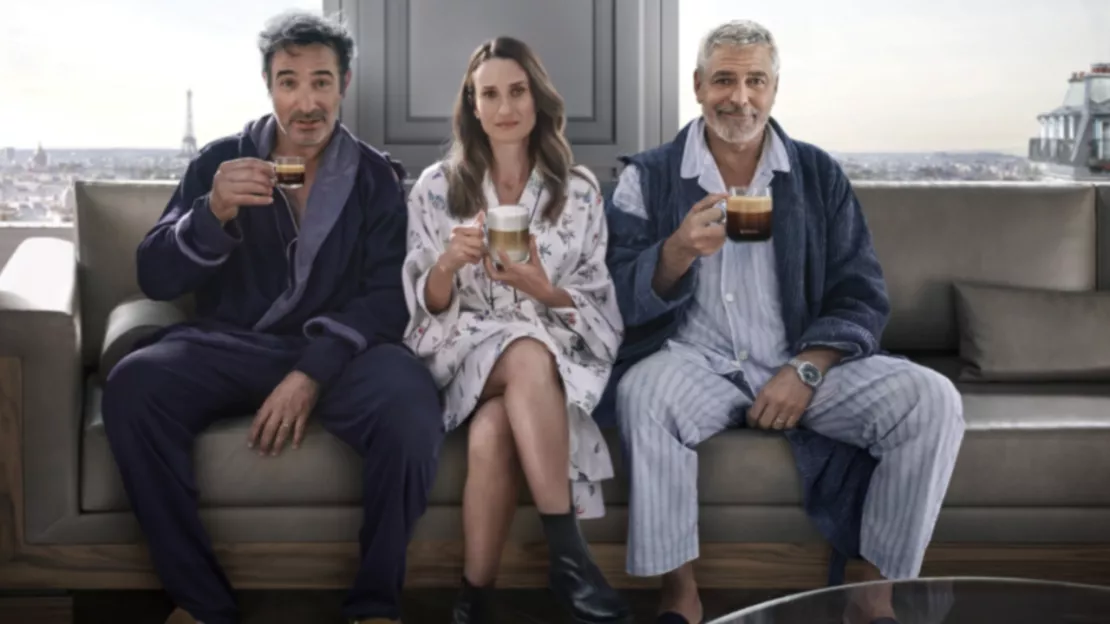 Camille Cottin et Jean Dujardin réunis dans la nouvelle pub Nespresso aux côtés de George Clooney