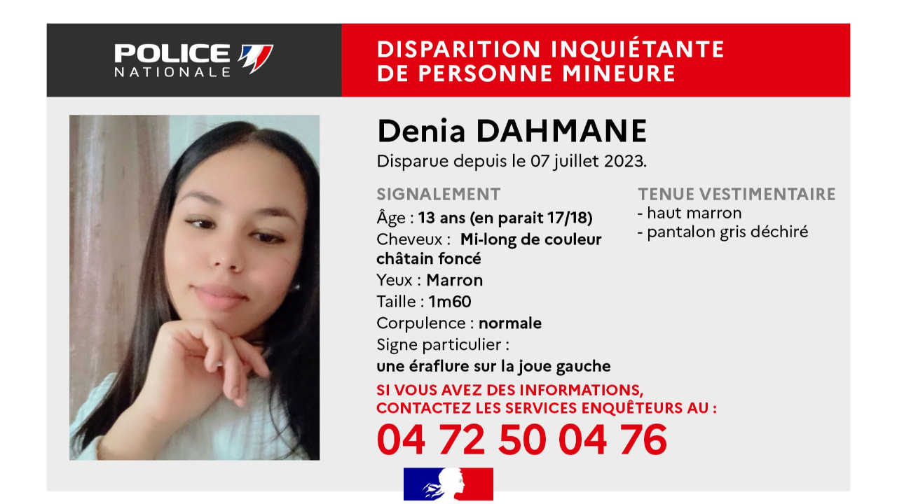 Près de Lyon : un appel à témoins lancé après la disparition inquiétante d’une adolescente Près de Lyon : un appel à témoins lancé après la disparition inquiétante d’une adolescente