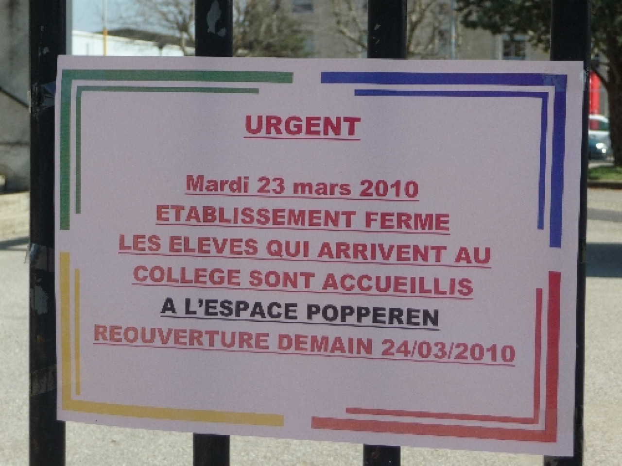 Reprise des cours au coll&egrave;ge des Servizi&egrave;res &agrave; Meyzieu