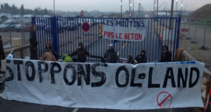 Grand Stade de l'OL : des opposants enchaînés à la grille du chantier, des grues investies Grand Stade de l'OL : des opposants enchaînés à la grille du chantier, des grues investies
