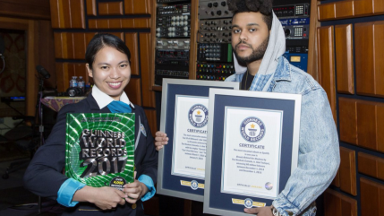 The Weeknd élu "artiste le plus populaire au monde" par le Guinness World Records The Weeknd élu "artiste le plus populaire au monde" par le Guinness World Records